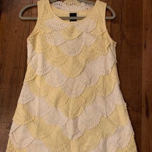 Pale yellow/white ruffle dress, size small
